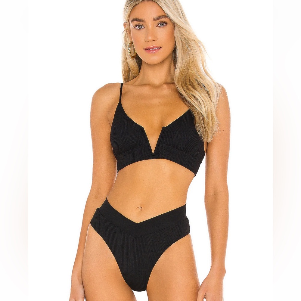 L Space Siren Top + Court Bottom in Black Rib